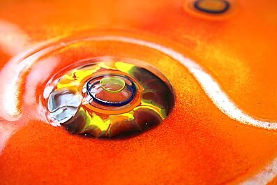 Umelecké dielo zo skla - Oko v oranžovom poli - V
